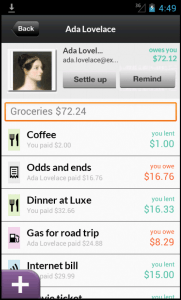 Splitwise Android friend view