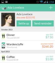 Splitwise Android v3 Friend View